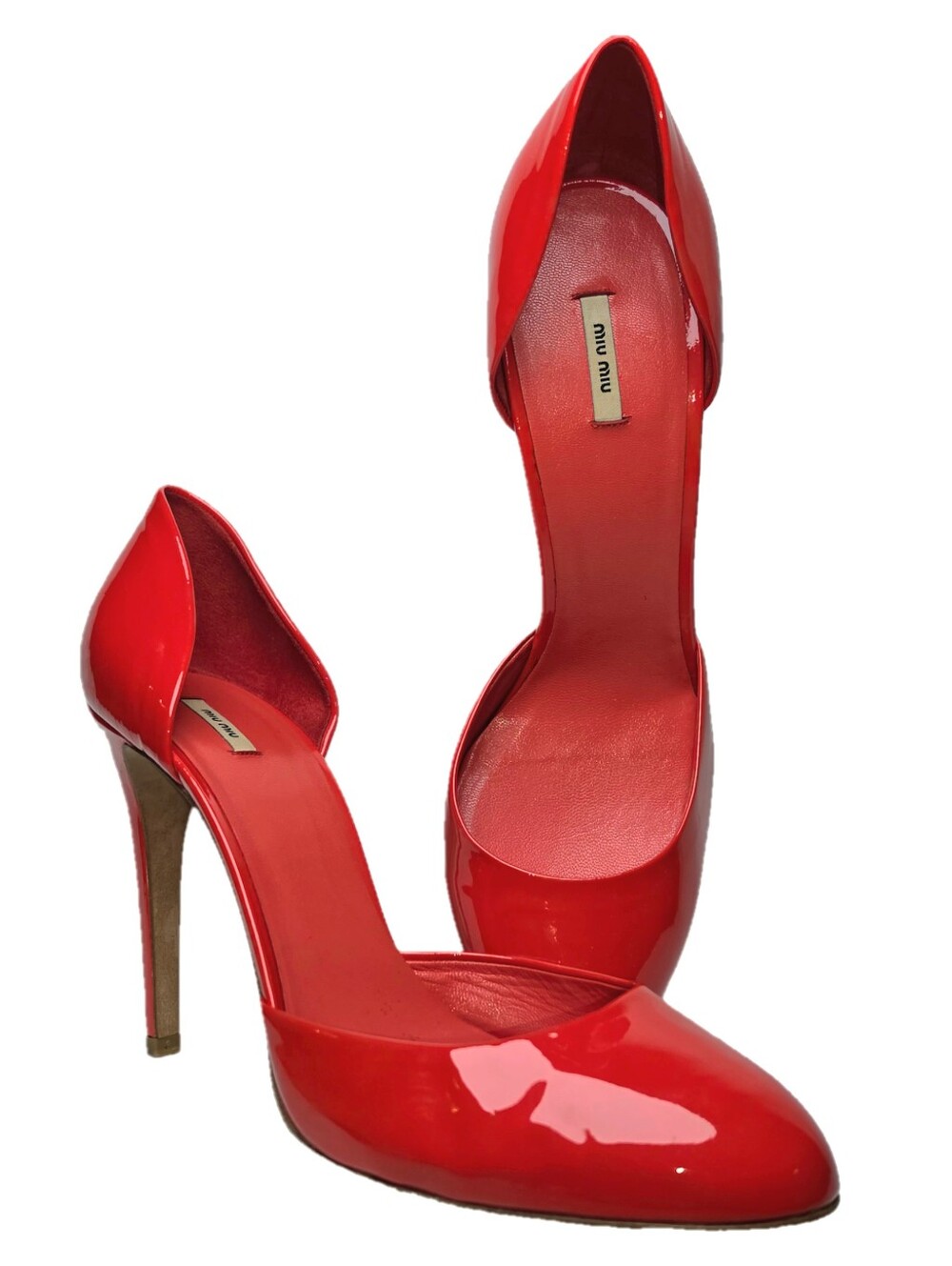 Miu Miu Red Patent Leather D'Orsay Pumps Heels Women's EU 40.5